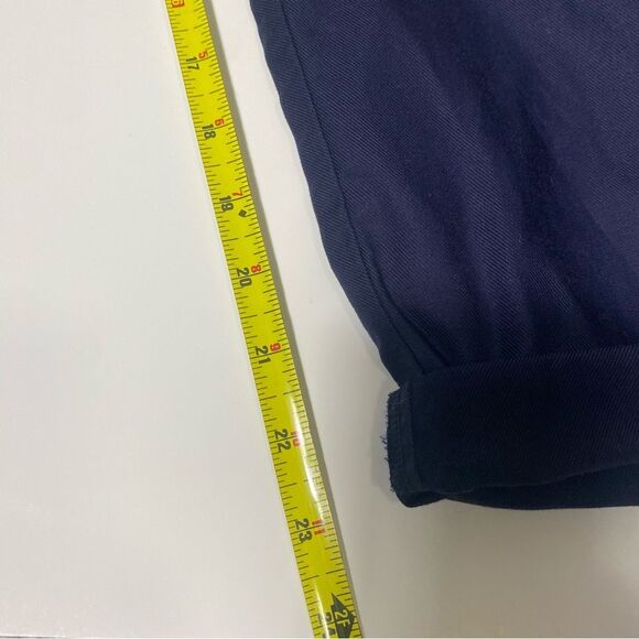 Talbots Navy Blue Cotton/Lyocell Elastic Waist Roll Tab Pants Women's Size 10 - Picture 10 of 14